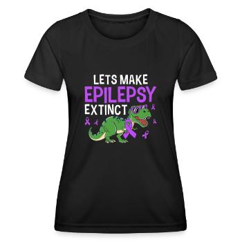 Lasst uns den Epilepsie ausgestorbenen lustigen Dinosaurier machen - Frauen Funktions-T-Shirt - Schwarz - Vorne - AI Model Female 172 light (172cm)