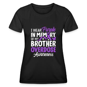 Ich trage Lila in Erinnerung an die Überdosis meines Bruders - Frauen Funktions-T-Shirt - Schwarz - Vorne - AI Model Female 172 light (172cm)