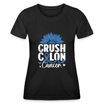 Crush Colon Cancer Blue Ribbon Darm-Koloskopie - Frauen Funktions-T-Shirt - Schwarz - Vorne - AI Model Female 172 light (172cm)