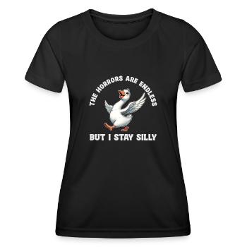 Die Schrecken Sind Endlos Aber Ich Bleibe Albern - Frauen Funktions-T-Shirt - Schwarz - Vorne - AI Model Female 172 light (172cm)