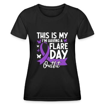 C’est mon moi qui ai une éruption jour Ruban violet - T-shirt sport Femme - noir - Devant - AI Model Female 172 light (172cm)