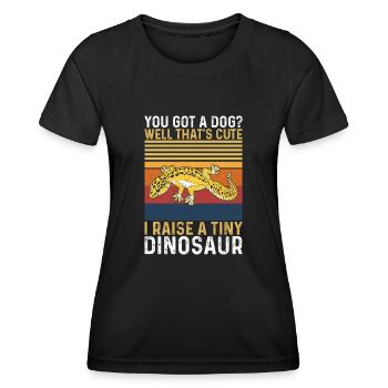 Leopardengecko Dinosaurier Lustige Leopard Gecko - Frauen Funktions-T-Shirt - Schwarz - Vorne - AI Model Female 172 light (172cm)