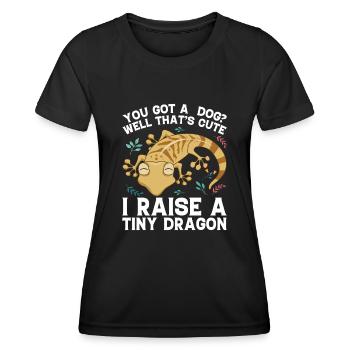 Leopardengecko Dinosaurier Lustige Leopard Gecko - Frauen Funktions-T-Shirt - Schwarz - Vorne - AI Model Female 172 light (172cm)