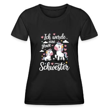 Ich werde eine große Schwester Einhorn - Frauen Funktions-T-Shirt - Schwarz - Vorne - AI Model Female 172 light (172cm)