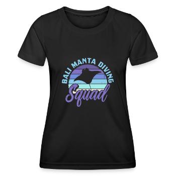 Bali Manta Diving Squad Pacific Polynesian Manta - Frauen Funktions-T-Shirt - Schwarz - Vorne - AI Model Female 172 light (172cm)