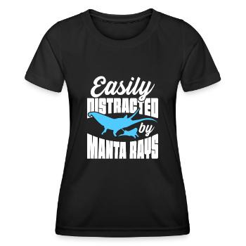 Easily Distracted By Manta Rays Deep Sea Diving - Frauen Funktions-T-Shirt - Schwarz - Vorne - AI Model Female 172 light (172cm)