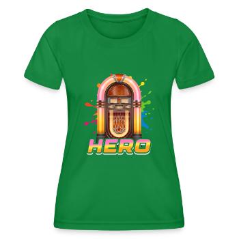 Hero Karaoke Music 80's Disco Machine Jukebox - T-shirt sport Femme - vert - Devant - AI Model Female 172 dark (172cm)