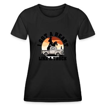 J’ai un cœur comme un camion - T-shirt sport Femme - noir - Devant - AI Model Female 172 light (172cm)