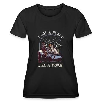 J’ai un cœur comme un camion - T-shirt sport Femme - noir - Devant - AI Model Female 172 light (172cm)