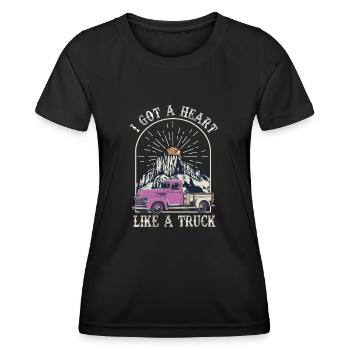 J’ai un cœur comme un camion - T-shirt sport Femme - noir - Devant - AI Model Female 172 light (172cm)