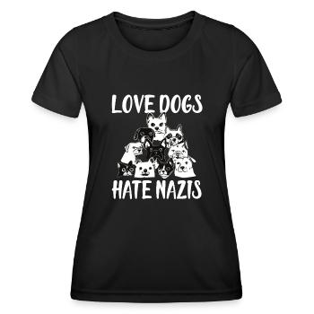 Love Dogs Hate Nazis - Frauen Funktions-T-Shirt - Schwarz - Vorne - AI Model Female 172 light (172cm)