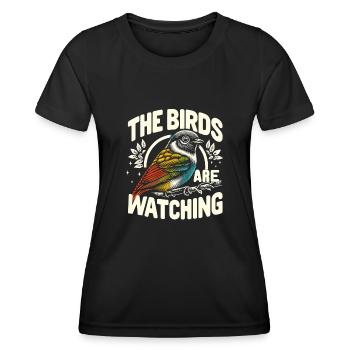 Les oiseaux regardent Observation des oiseaux Birder - T-shirt sport Femme - noir - Devant - AI Model Female 172 light (172cm)