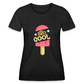 Glace d’été Popsicle Drôle Crème Glacée Plage Pool Party - T-shirt sport Femme - noir - Devant - AI Model Female 172 light (172cm)
