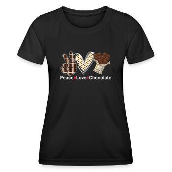Peace Love Chocolat Choco Bonbons Confiserie - T-shirt sport Femme - noir - Devant - AI Model Female 172 light (172cm)