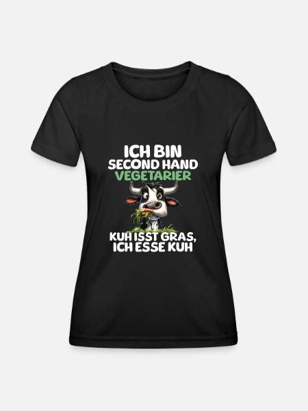 Second Hand Vegetarier - Frauen Funktions-T-Shirt - Schwarz