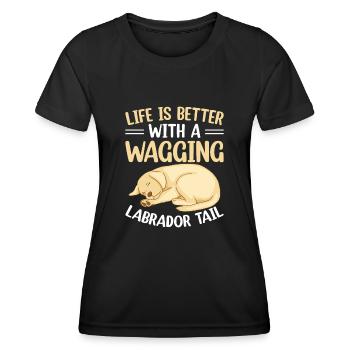 American Labrador Retriever Besitzer Black Lab Dad - Frauen Funktions-T-Shirt - Schwarz - Vorne - AI Model Female 172 light (172cm)