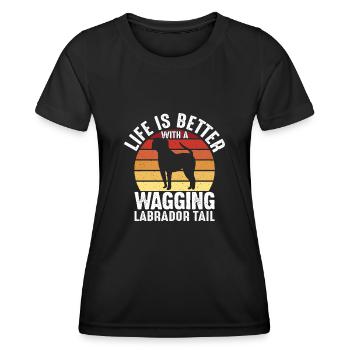 American Labrador Retriever Besitzer Black Lab Dad - Frauen Funktions-T-Shirt - Schwarz - Vorne - AI Model Female 172 light (172cm)