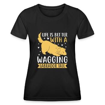 American Labrador Retriever Besitzer Black Lab Dad - Frauen Funktions-T-Shirt - Schwarz - Vorne - AI Model Female 172 light (172cm)