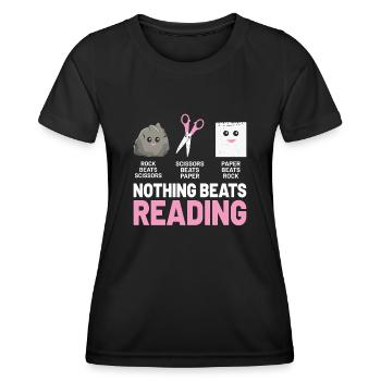 Nichts geht über das Lesen von Stein, Papier, Schere, Lustig - Frauen Funktions-T-Shirt - Schwarz - Vorne - AI Model Female 172 light (172cm)