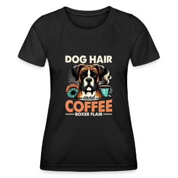 Dog Hair And Coffee Boxer Flair Caffeine Lover - Women's Functional T-Shirt - black - Front - AI Model Female 172 light (172cm)
