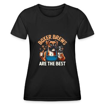 Boxer Brews Are The Best Caffeine Lover Dog Boxers - Women's Functional T-Shirt - black - Front - AI Model Female 172 light (172cm)