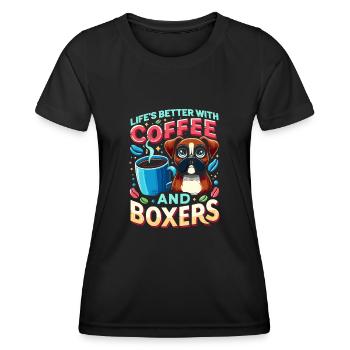 Das Leben ist besser mit Kaffee und Boxershorts Koffein - Frauen Funktions-T-Shirt - Schwarz - Vorne - AI Model Female 172 light (172cm)