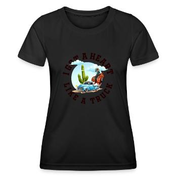 Ich habe ein Herz wie ein Truck - Frauen Funktions-T-Shirt - Schwarz - Vorne - AI Model Female 172 light (172cm)