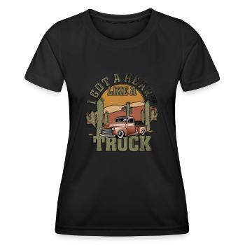 J’ai un cœur comme un camion - T-shirt sport Femme - noir - Devant - AI Model Female 172 light (172cm)