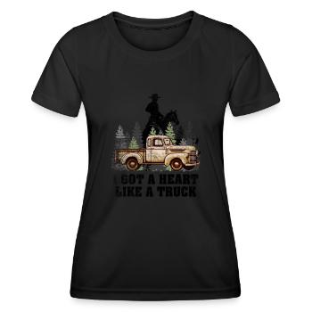 Ich habe ein Herz wie ein Truck - Frauen Funktions-T-Shirt - Schwarz - Vorne - AI Model Female 172 light (172cm)