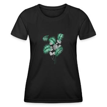 Tropical Leaves Design - Frauen Funktions-T-Shirt - Schwarz - Vorne - AI Model Female 172 light (172cm)