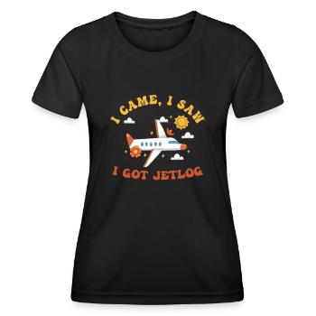 I Came I Saw I Got Jetlag Travel Humor - Women's Functional T-Shirt - black - Front - AI Model Female 172 light (172cm)