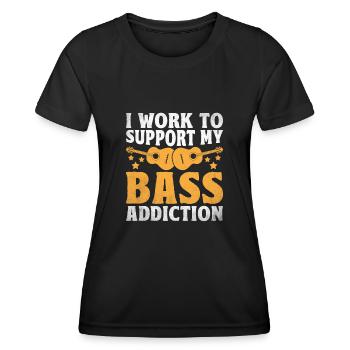 Je travaille pour soutenir mon addiction à la basse Bassiste - T-shirt sport Femme - noir - Devant - AI Model Female 172 light (172cm)