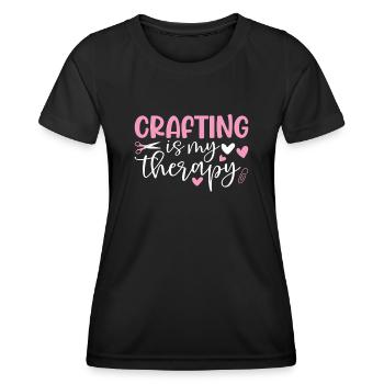 L’artisanat est ma thérapie Artisanat drôle Crochet - T-shirt sport Femme - noir - Devant - AI Model Female 172 light (172cm)