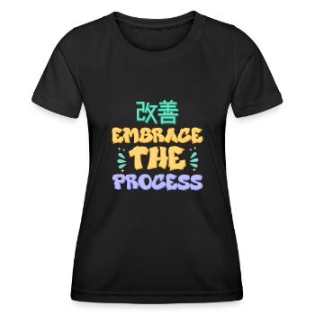 Le Kaizen japonais adopte le processus - T-shirt sport Femme - noir - Devant - AI Model Female 172 light (172cm)