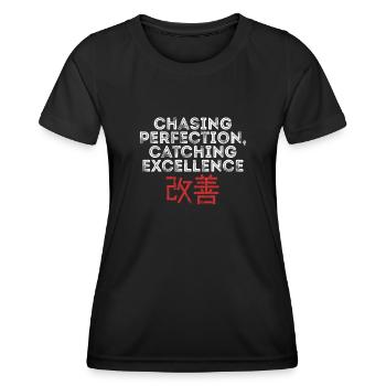 Kaizen-Mindset auf der Jagd nach Perfektion - Frauen Funktions-T-Shirt - Schwarz - Vorne - AI Model Female 172 light (172cm)