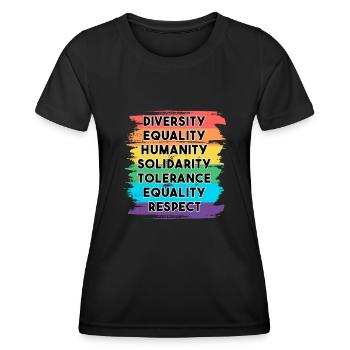 LGBTQ Regenbogen Vielfalt Toleranz Gay Pride - Frauen Funktions-T-Shirt - Schwarz - Vorne - AI Model Female 172 light (172cm)