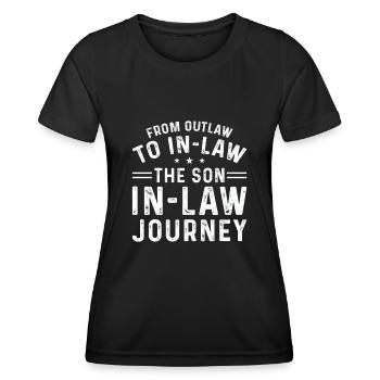 Fils préféré : père, mère, belle-mère - T-shirt sport Femme - noir - Devant - AI Model Female 172 light (172cm)