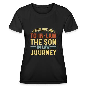 Fils préféré : père, mère, belle-mère - T-shirt sport Femme - noir - Devant - AI Model Female 172 light (172cm)