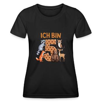 5ème Anniversaire 5 Ans Animaux de la Forêt Animaux de la Forêt - T-shirt sport Femme - noir - Devant - AI Model Female 172 light (172cm)