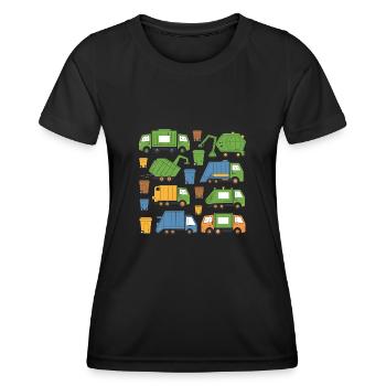 Garbage Collector Trucks Trash Collecting Waste - Women's Functional T-Shirt - black - Front - AI Model Female 172 light (172cm)