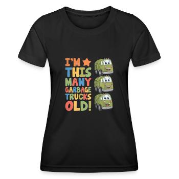 I'm This Many Garbage Trucks Old 3 Years Old - Women's Functional T-Shirt - black - Front - AI Model Female 172 light (172cm)