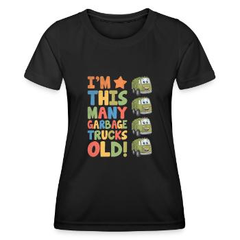 I'm This Many Garbage Trucks Old 4 Years Old - Women's Functional T-Shirt - black - Front - AI Model Female 172 light (172cm)