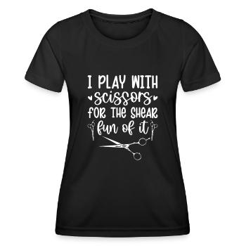 I Play Scissors For The Shear Fun Of It - Women's Functional T-Shirt - black - Front - AI Model Female 172 light (172cm)
