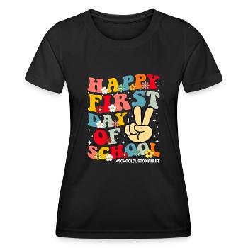 Bon premier jour de gardien d’école drôle - T-shirt sport Femme - noir - Devant - AI Model Female 172 light (172cm)