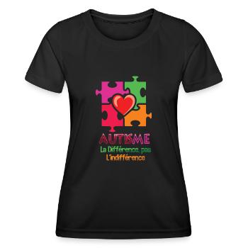 Autisme Cœur Puzzle La Différence - T-shirt sport Femme - noir - Devant - AI Model Female 172 light (172cm)