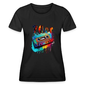 MUSIKKASETTE 70er - Frauen Funktions-T-Shirt - Schwarz - Vorne - AI Model Female 172 light (172cm)