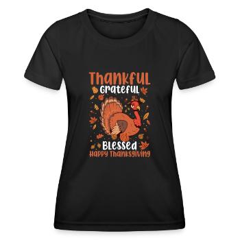 Trruthahn Thanksgiving Funny Design - Women's Functional T-Shirt - black - Front - AI Model Female 172 light (172cm)