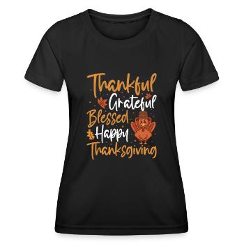 Trruthahn Thanksgiving Funny Design - Women's Functional T-Shirt - black - Front - AI Model Female 172 light (172cm)