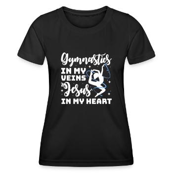 La gymnastique dans mes veines Jésus dans mon cœur chrétien - T-shirt sport Femme - noir - Devant - AI Model Female 172 light (172cm)