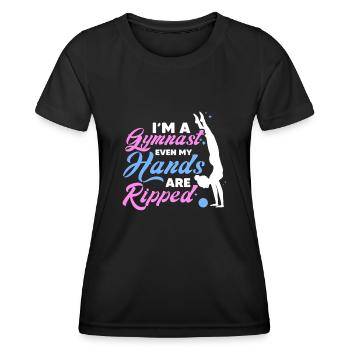 Je suis un gymnaste, même mes mains sont déchirées en équilibre sur les mains - T-shirt sport Femme - noir - Devant - AI Model Female 172 light (172cm)